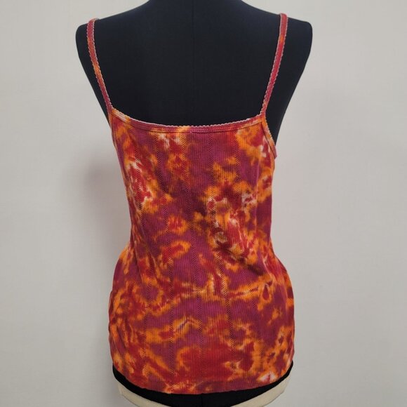 Gap Womens Y2K Babydoll Tie Dye Cami Size L Bow Preppy Contrast Stitching 90S - Picture 3 of 12